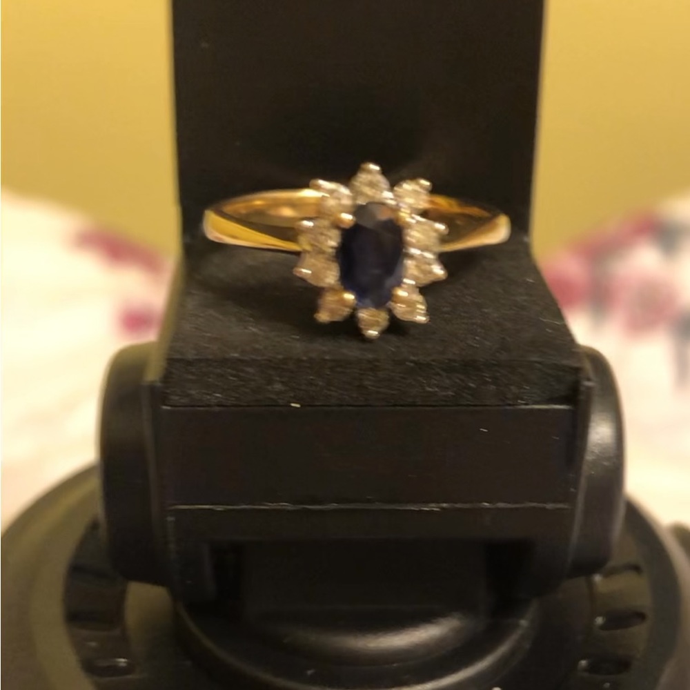 18K Real Gold Blue Sapphire and Diamonds From United Arabs Emirates 🇦🇪